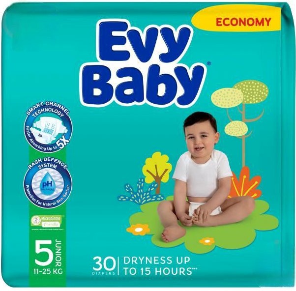 ᐉ Купити Підгузки Evy Baby Economy Junior 5 (11-25 кг), 30 шт за